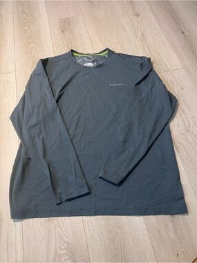 Columbia Men's Long-Sleeve Crew Shirt - Charcoal with Lime Trim